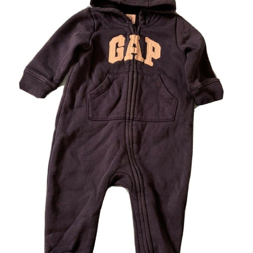 Baby Gap Blue Lined Bear 3-6 Months Fleece